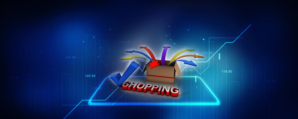 3d illustration internet shopping concept
