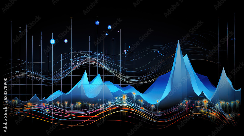 Poster Abstract business graph in mountain style. Data connection concept element for business.