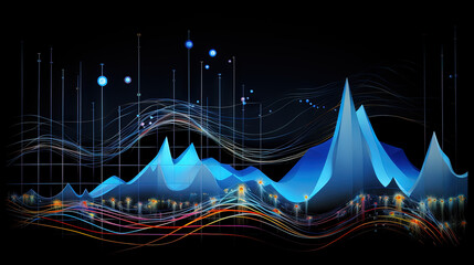 Abstract business graph in mountain style. Data connection concept element for business.