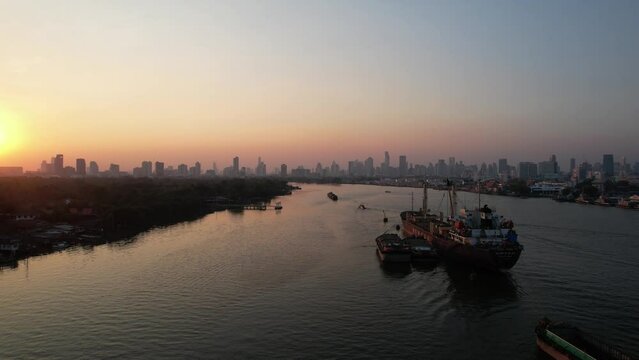 Rivers and shipping ships