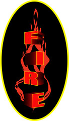 
vector illustration in black and red colors with flame symbols in the form of a sticker for the design of stickers, posters, labels, prints