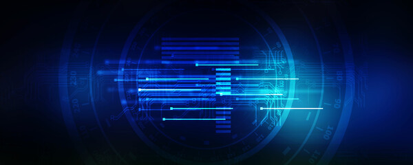 Obraz premium 2d illustration Abstract futuristic electronic circuit technology background