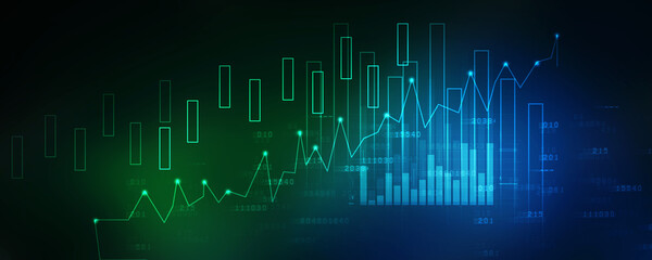 2d rendering Stock market online business concept. business Graph 