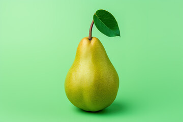 Green Pear with Leaf