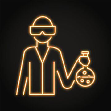 Scientist or lab assistant neon icon