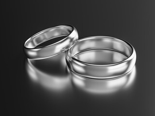 Illustration of two silver wedding rings. Unity and love concept