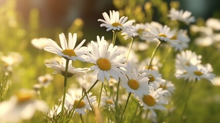 White daisies on a blurred background