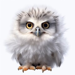 Fototapeta premium Cute baby white owl isolated on white background