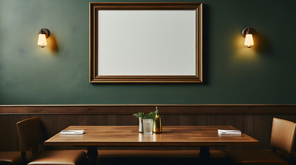 Empty picture frame in restaurant