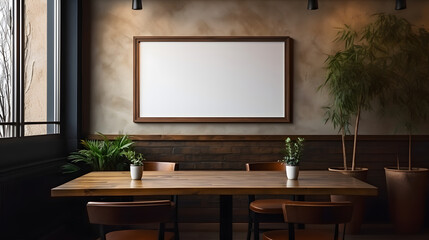 Empty picture frame in restaurant