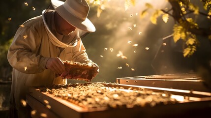 Beekeeper's Diary: Capturing the Daily Rhythms of Life in the Apiary. - obrazy, fototapety, plakaty