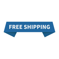 Free Shipping In Blue Ribbon Rectangle Shape For Advertisement Business Marketing
