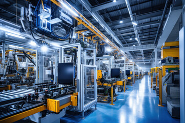 Fototapeta premium Modern factory with automated assembly line. Industry automation