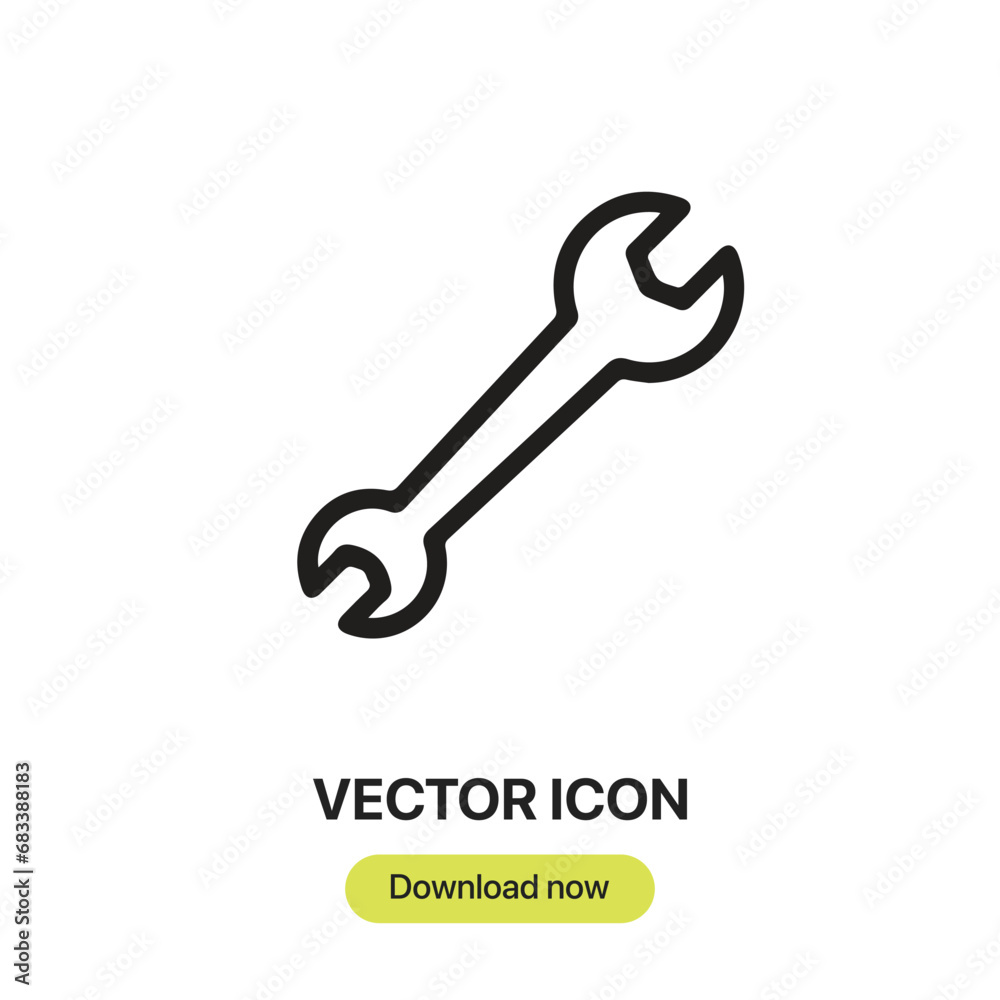 Aufkleber Wrench icon vector. Linear-style sign for mobile concept and web design. Wrench symbol illustration. Pixel vector graphics - Vector