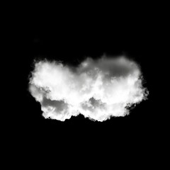 White cloud isolated over black background 3D illustration