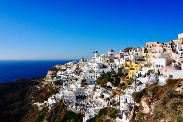 Village situated above an impressive cliff