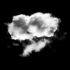 Single cloud isolated over black background, 3D illustration