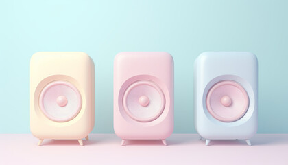 Retro music speaker in pastel tones