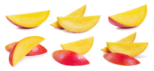 Collection mango fruit slices - obrazy, fototapety, plakaty