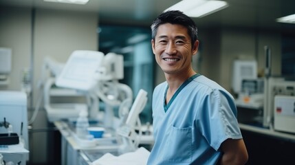 an asian male doctor in laboratory. - Powered by Adobe