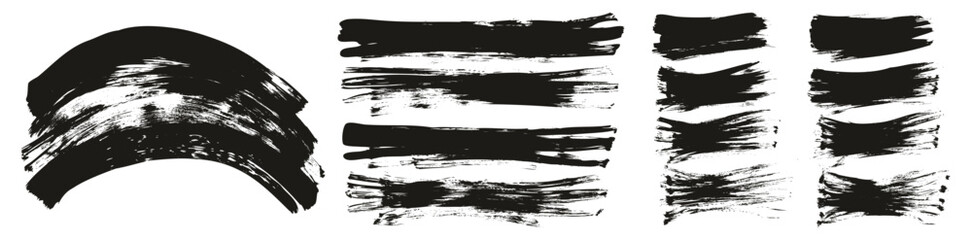 Hand Drawn Flat Fan Brush Regular Curved & Long & Short Background High Detail Abstract Vector Background Set 