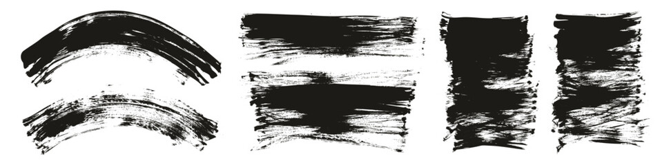 Hand Drawn Flat Fan Brush Regular Curved & Long & Short Background High Detail Abstract Vector Background Set 