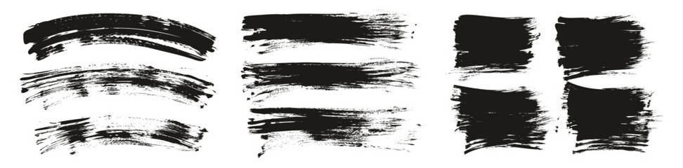 Hand Drawn Flat Fan Brush Regular Curved & Long & Short Background High Detail Abstract Vector Background Set 