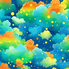 Fototapeta na wymiar watercolor colorful illustration of clouds