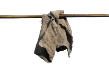 Old dirty torn rag isolated on white background. Cleaning rag.