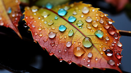 A Mesmerizing Macro Shot Revealing Exquisite Detail in the Colorful Veins and Hues of a Fallen Leaf in the Splendor of Fall
