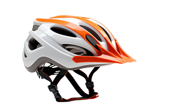 Bicycle helmet isolated on white background. Sports helmet to protect a cyclist close-up