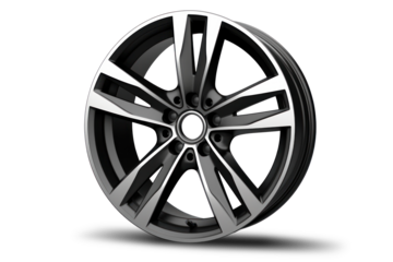 Car drive isolated on a white background. Alloy wheel design for car wheel. Close-up