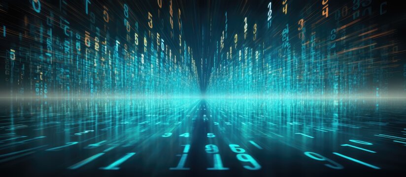 Abstract technology background with flowing binary code in digital format
