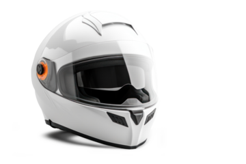 Motorcycle helmet isolated on white background. Modern helmet design for motorcyclists. Safety and protection on the highway