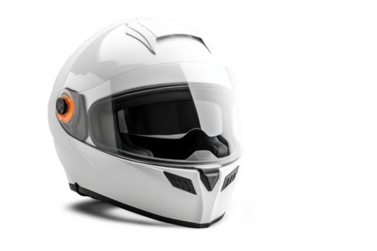 Motorcycle helmet isolated on white background. Modern helmet design for motorcyclists. Safety and protection on the highway
