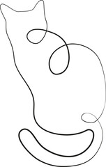 Poster wallart abstract one-line cat continuous black and white line