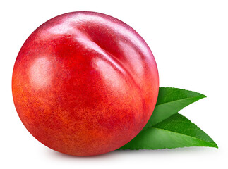 Peach fruit with leaf isolate