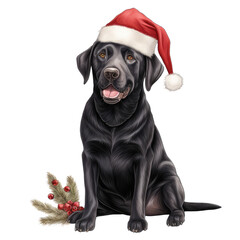 dog wearing Santa hat