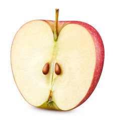 Ripe whole apple half fruit isolated on white