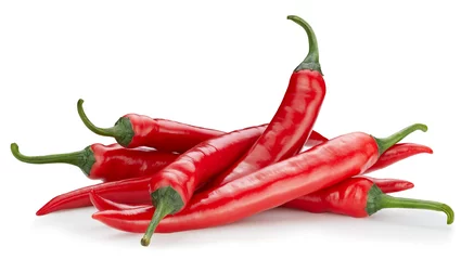 Foto op Canvas Ripe red hot chili  peppers vegetable isolated on white background © Maks Narodenko