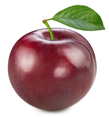 Fresh organic plum isolated on white background