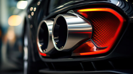 Super car exhaust close-up.