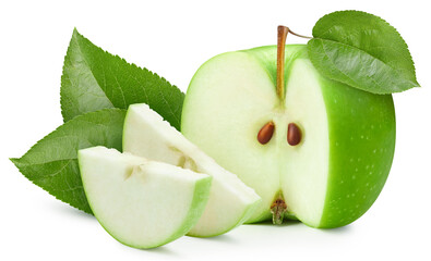 Green apples isolated on white background