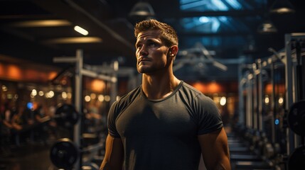 Mature man standing in fitness center