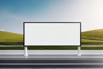 Mockup - Blank empty white advertising billboard at daylight