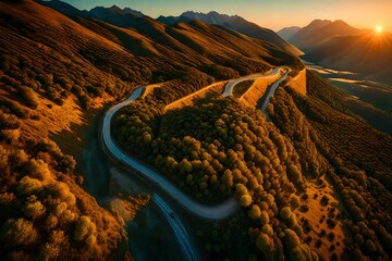 scenic road in the lceland beautiful  nature landscape aerial ponorama mountains and coast at...