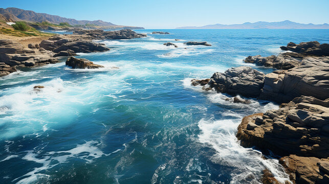 sea and rocks HD 8K wallpaper Stock Photographic Image 