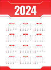 Vector Modern 2024 calendar template editable vector