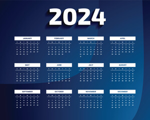 Vector Modern 2024 calendar template editable vector