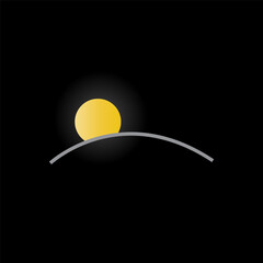 Moon on dark background. simple night illustration.